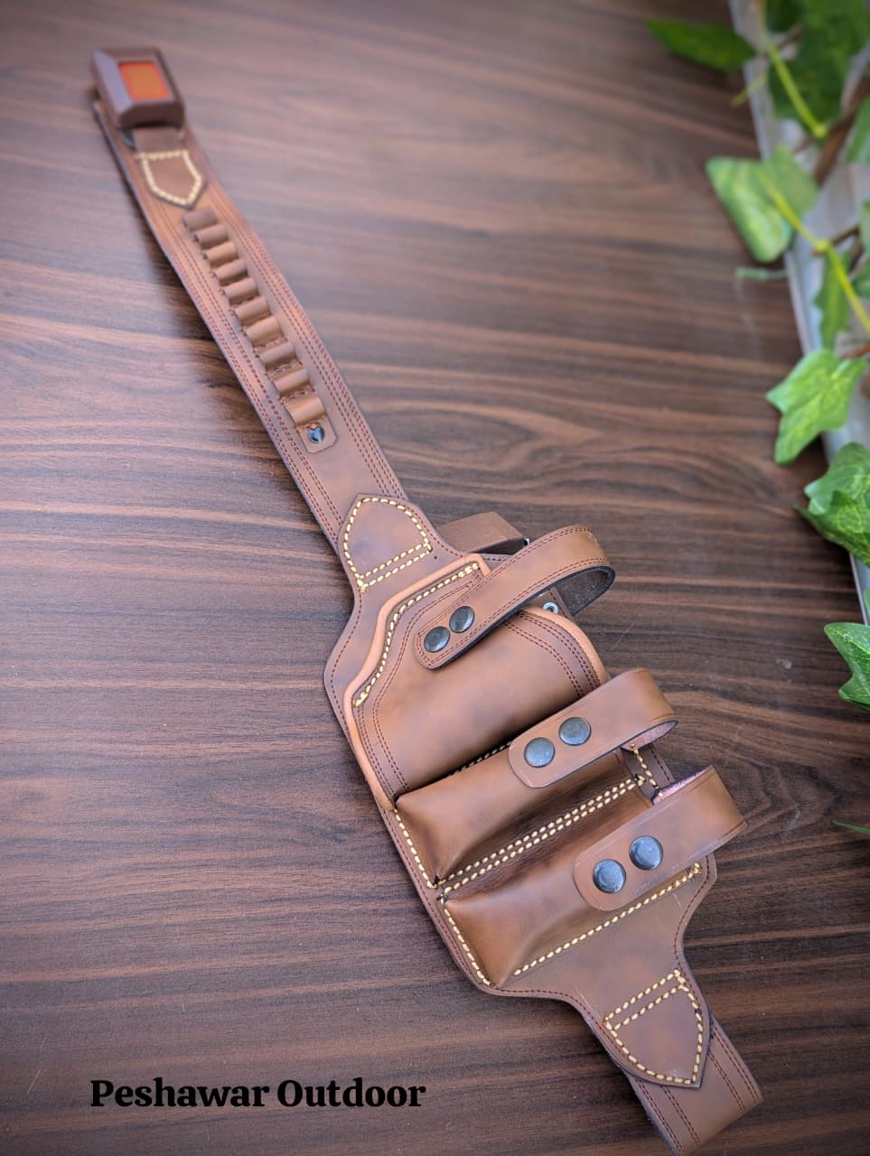 Handmade Leather Belly Belt Holster | Holds 1 Pstl + 2 Mags & 10 Bullets