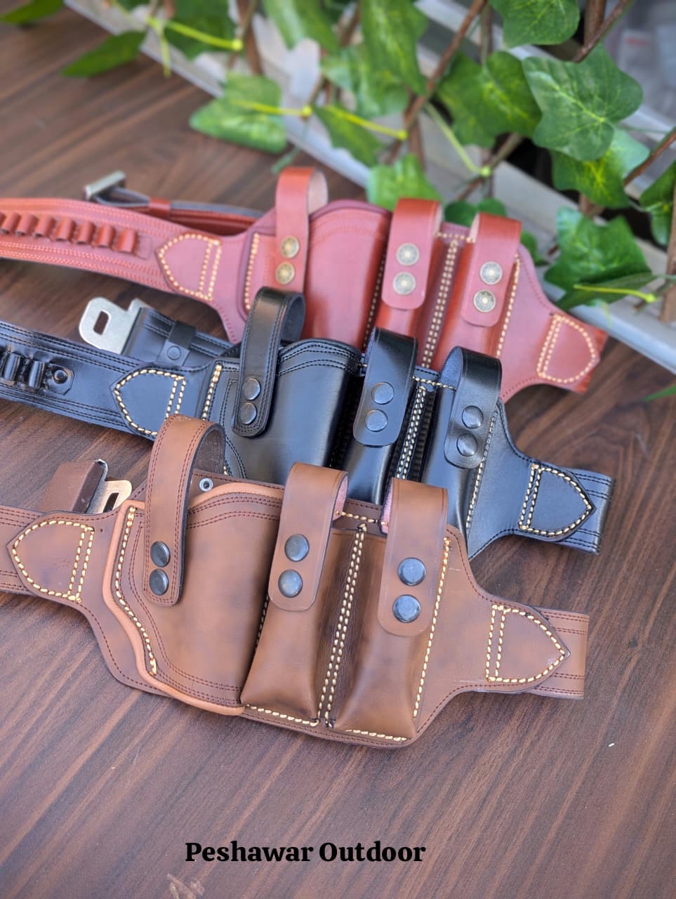 Handmade Leather Belly Belt Holster | Holds 1 Pstl + 2 Mags & 10 Bullets
