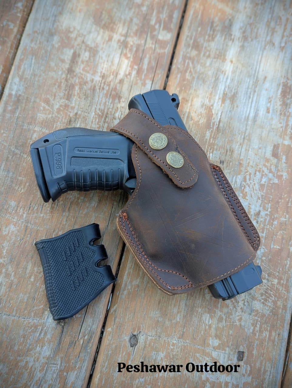 Premium Leather Pouch +  Silicon Grip (2-in-1 Combo)