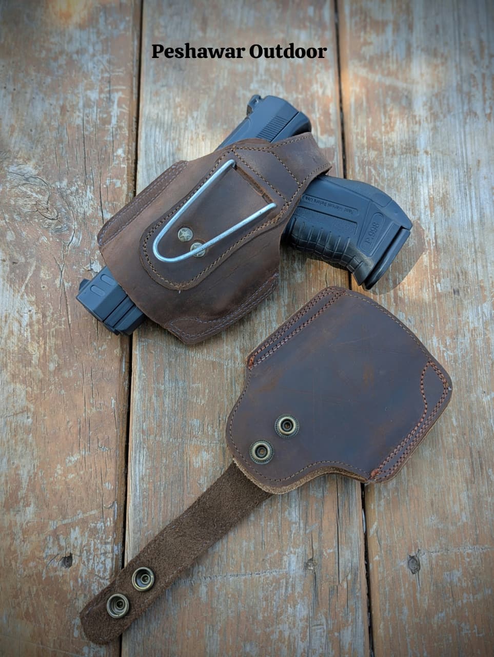 Premium Leather Pouch +  Silicon Grip (2-in-1 Combo)