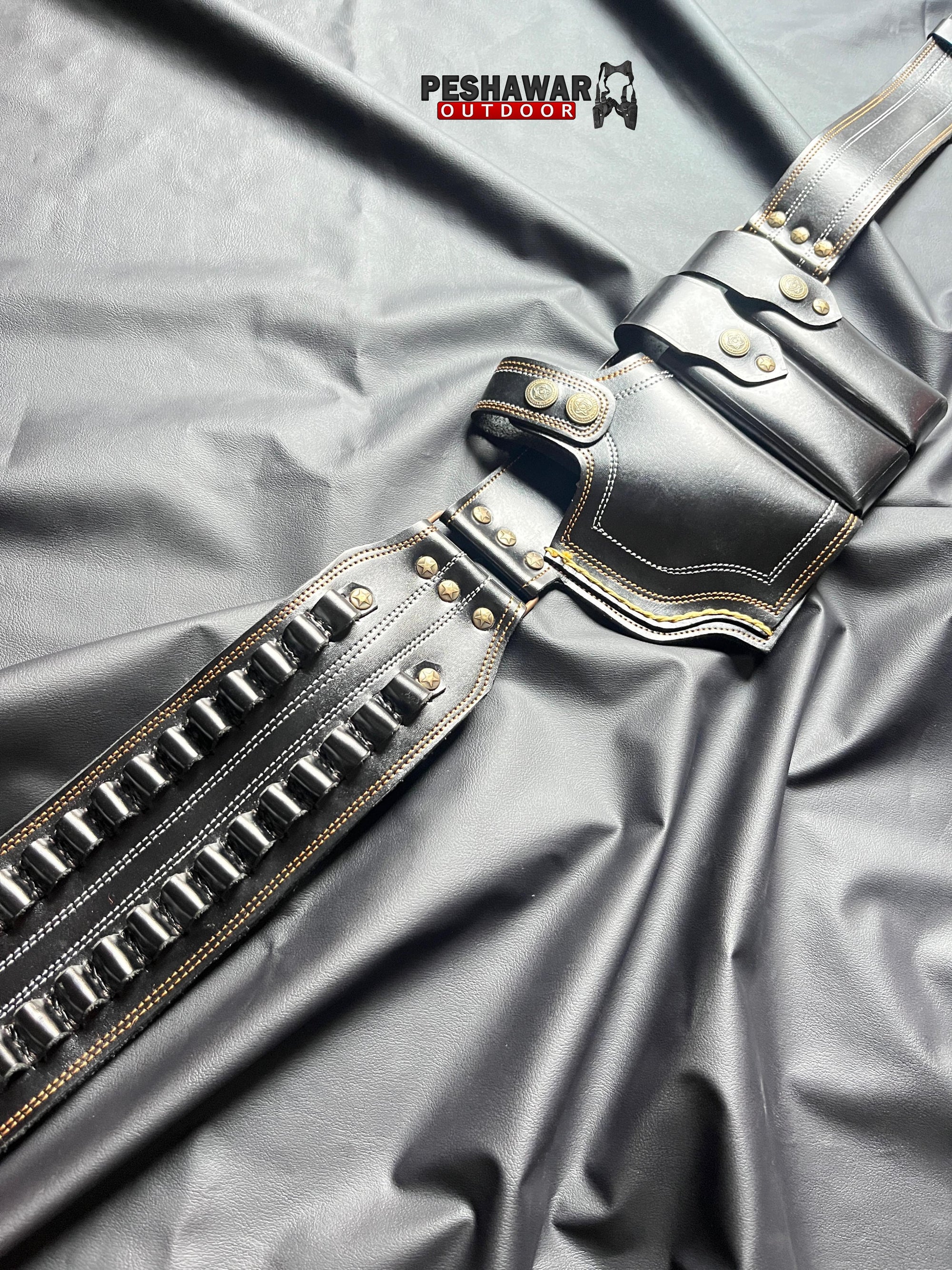 Handmade Leather Belt + Silicon Grip 2in1Deal (black 20)