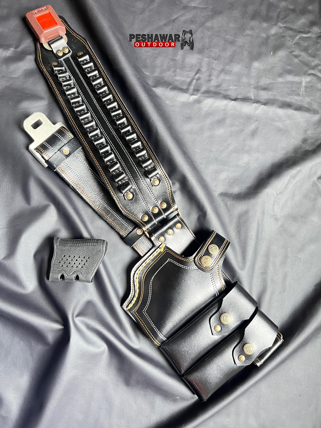 Handmade Leather Belt + Silicon Grip 2in1Deal (black 20)