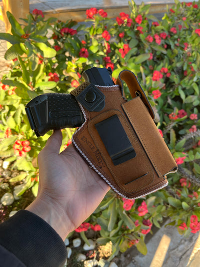 Suede Leather Concealed Carry Holster + Bonus Pistol Cleaning Kit