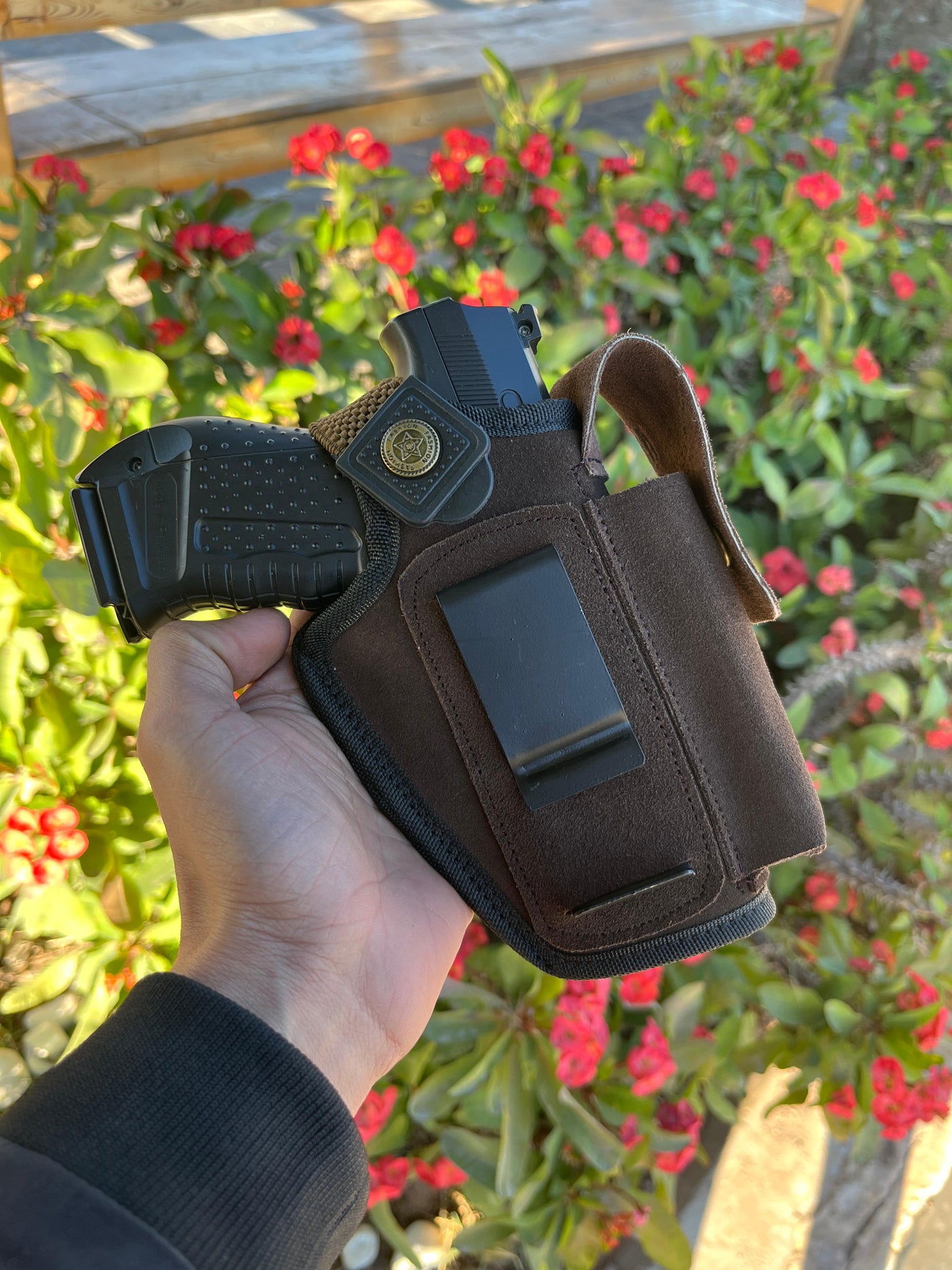 Suede Leather Concealed Carry Holster + Bonus Pistol Cleaning Kit