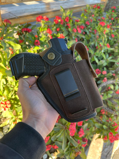 Suede Leather Concealed Carry Holster + Bonus Pistol Cleaning Kit